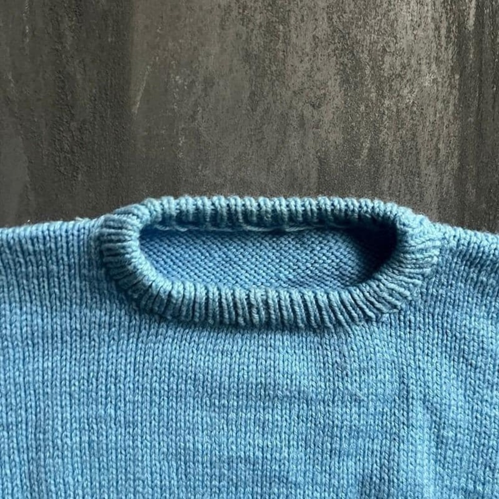 Vintage Cat Sweater Medium Blue 1980s Hand Knit - Picture 3 of 8